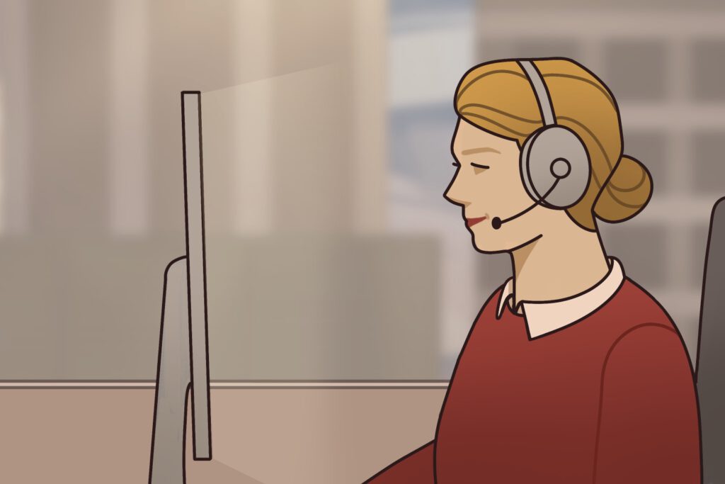 Mitarbeiterin im Büro bei der Beratung zur Arbeitssicherheit